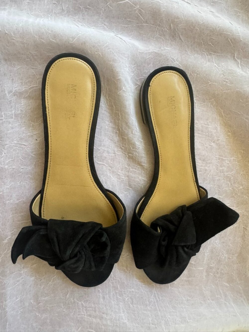 Michael Kors Black Suede Slide Bow sandals